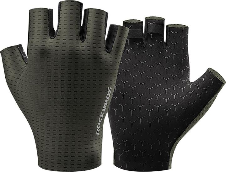Actual product image Rockbros Breathable Short Finger Cycling Gloves, Size: L - Green (L)