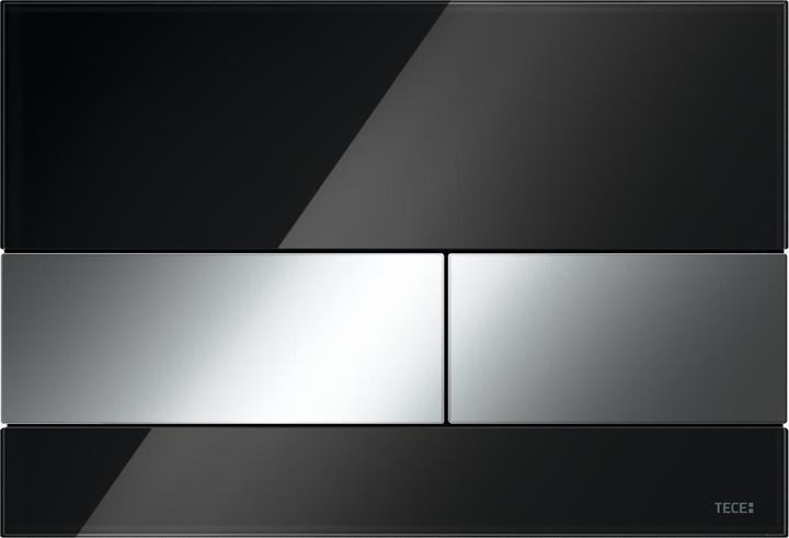 Produktbild TECE Square WC Betätigungsplatte Glas schwarz, Tasten Chrom glänzend