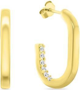 Brilio Silver - Elegant gold-plated oval earrings with zircons EA992Y