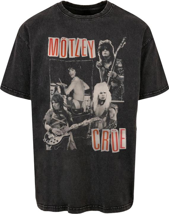 Actual product image Merchcode Motley Crue - Vintage Punk Collage Acid Washed Heavy Oversized Tee - 138421 (L)