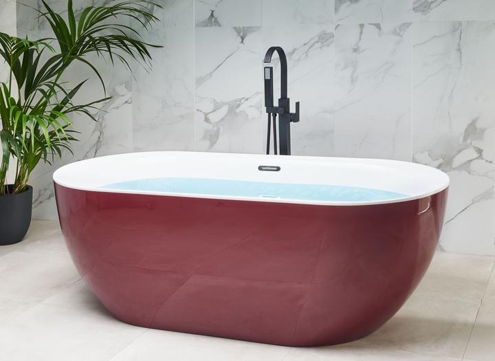Actual product image Beliani Bathtub freestanding burgundy oval 170 x 80 cm CARRERA (240 l, 170 cm)