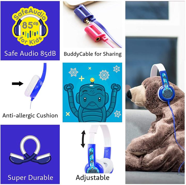 Produktbild Buddyphones kids headphones wired Discover (Blue)