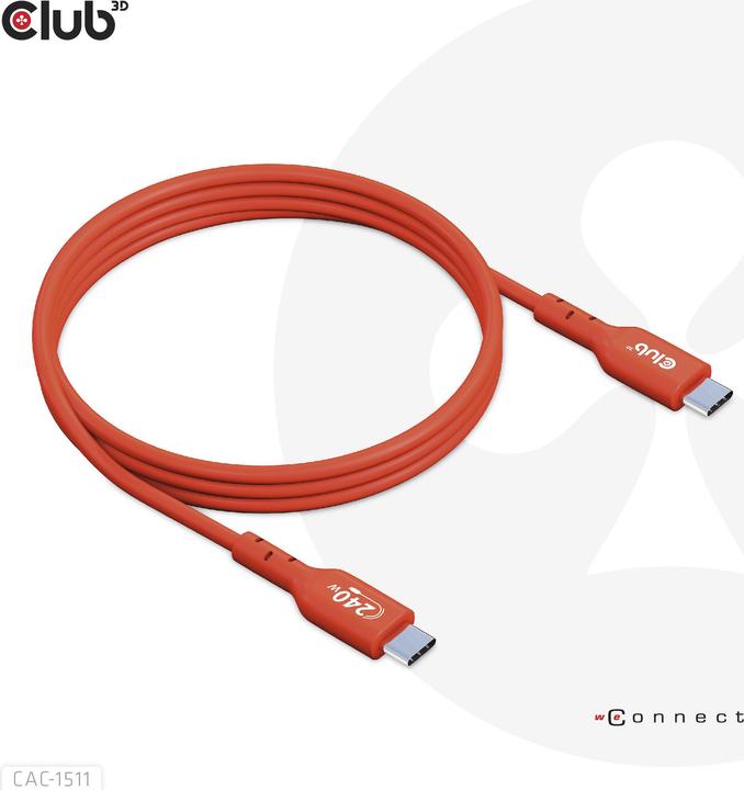 Image du produit Club 3D Club3D Câble USB 2 Type C PD 240W / 480Mb 4m St/St retail (4 m, USB 2.0)