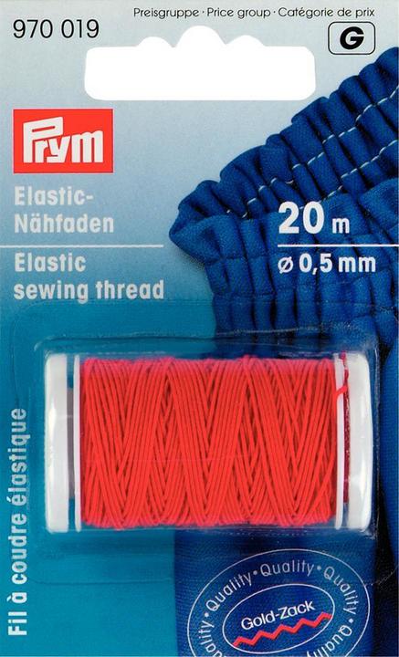 Immagine prodotto Prym Filo per cucire elastico, rosso 0,5 mm, bobina 20 m, cartoncino 1 pz, 50 % PES, 50 % EL (20 m)