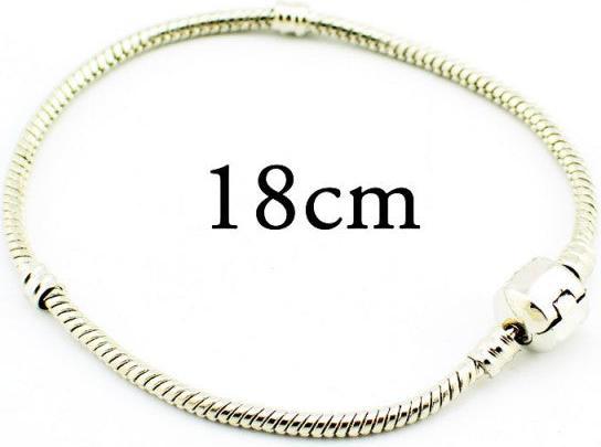 Hermex Armband versilbert für Beads / Charms - 18cm Silbrig (18 cm, Metallegierung)
