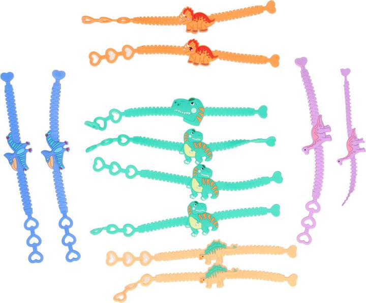 LG-Imports Armband Dinosaur Color, 12er Set. (19 cm, Kunststof)