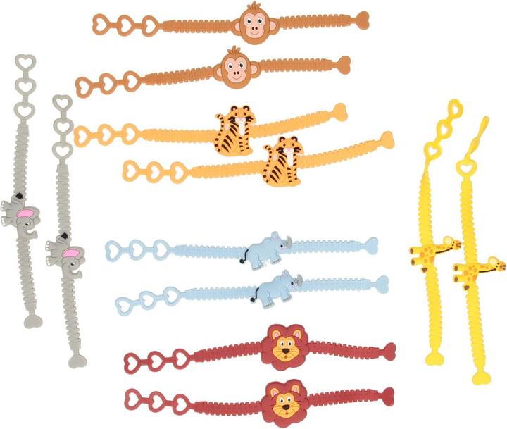 LG-Imports Armband Wilde Tiere, Set 12-tlg. (19 cm, Kunststof)