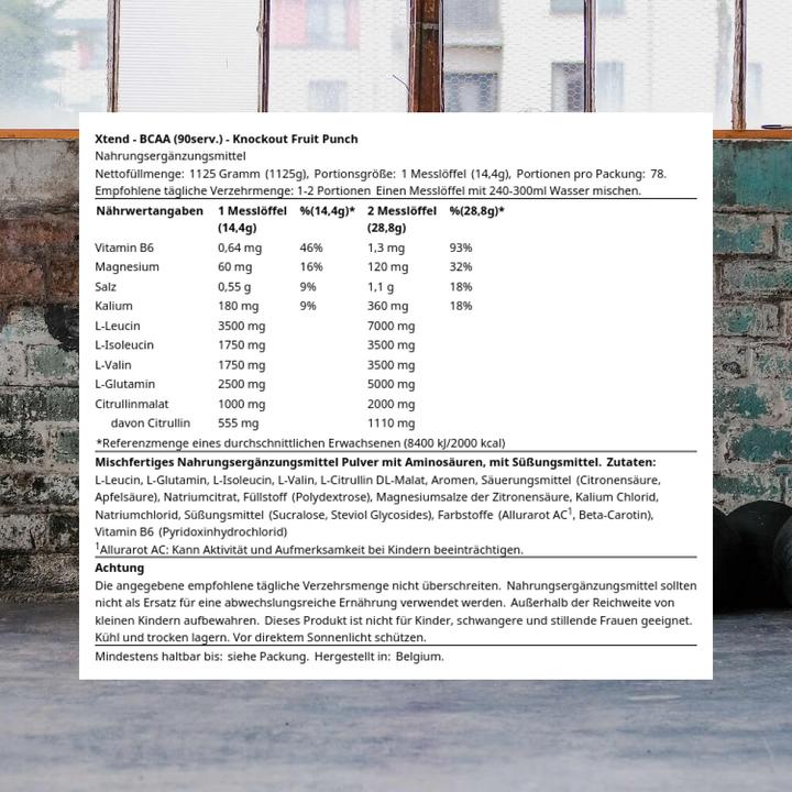 Actual product image Xtend Original BCAA (Knockout Fruit Punch, 1125 x)