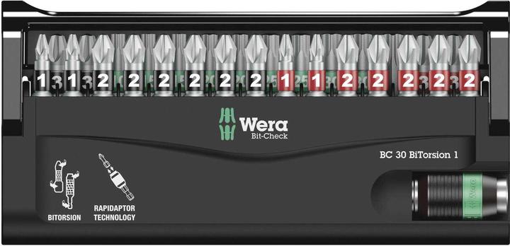 Productafbeelding Wera Bitset 30 stuks Bit-Check 30 (PH2, T40, PZ2, PH1, T10, T15, PZ1, T20, PH3, PZ3, T25, T30)