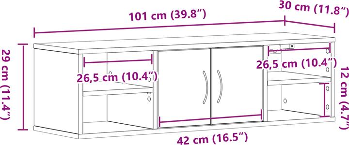 Produktbild VidaXL Wandregal Schwarze Eiche 140x41x75 cm Holzwerkstoff (102 x 30 x 29 cm)