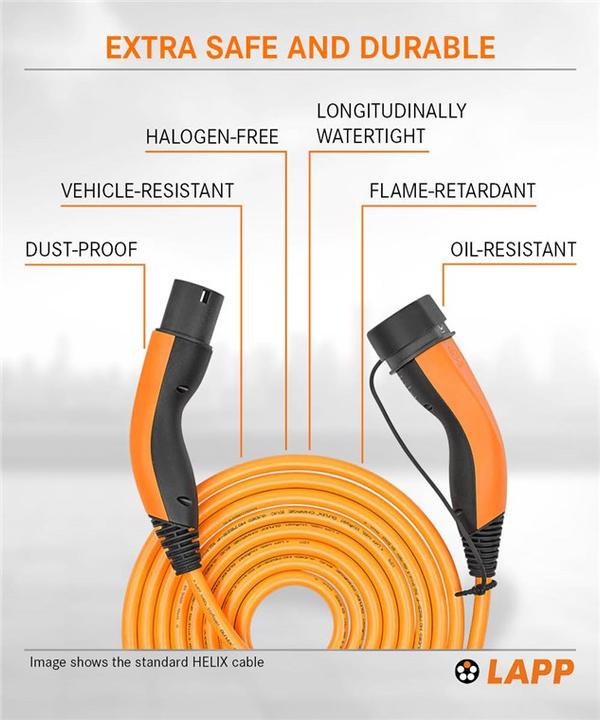 Produktbild Lapp Mobility Selbstaufrollendes Ladekabel Typ 2, bis zu 22 kW, 7 m, orange (22 kW, 32 A, 7 m)