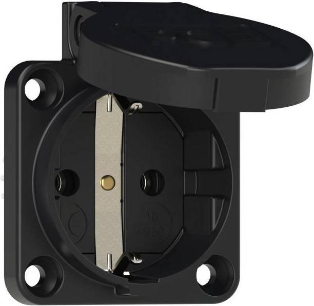 Actual product image PCE CEE protective contact surface-mounted socket outlet black 16A 250V IP54 105-0s