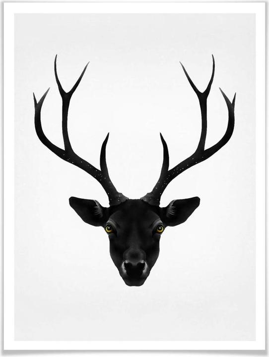 Produktbild Trenddeko The Black Deer - Schwarzer Hirsch (30 x 40 cm)