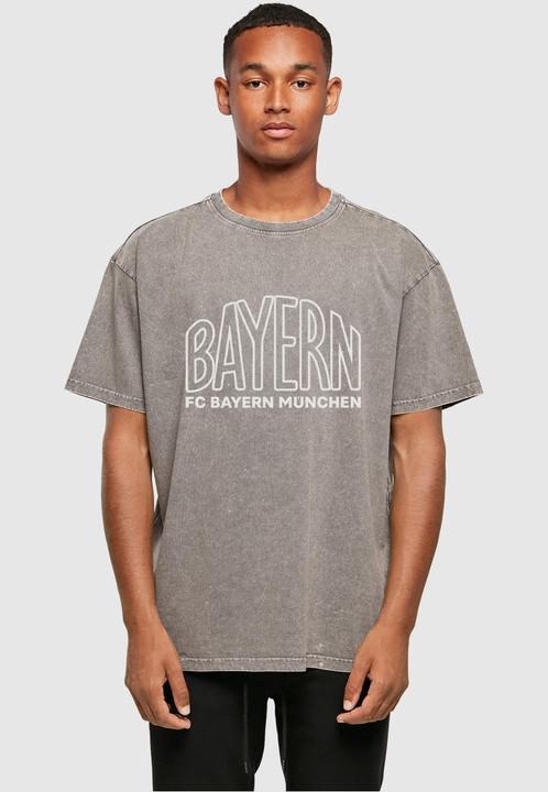 Actual product image FC Bayern München Logo Outlines Acid Washed Heavy Oversize Tee - 115237 (3XL)