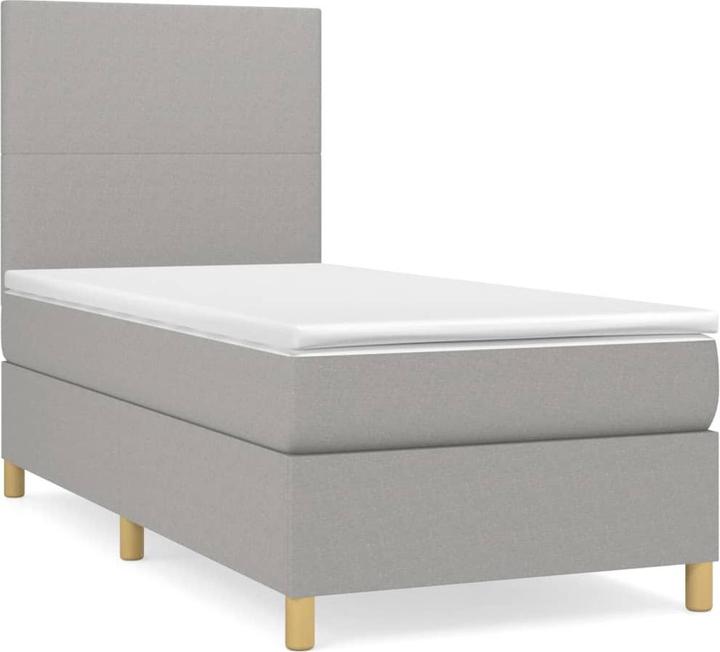 Produktbild VidaXL Boxspringbett mit Matratze Hellgrau Kleines Doppelstoff (190 x 190 cm)