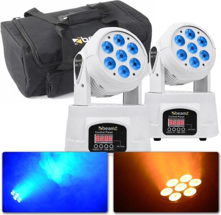 BeamZ MHL74 White Movinghead Duo Set Met Flightbag (Set)
