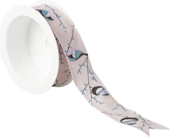 Dekoband - Vögel und Zweige - ca. 250 x 2,5 cm - rosa (Geschenkband, 1 x)