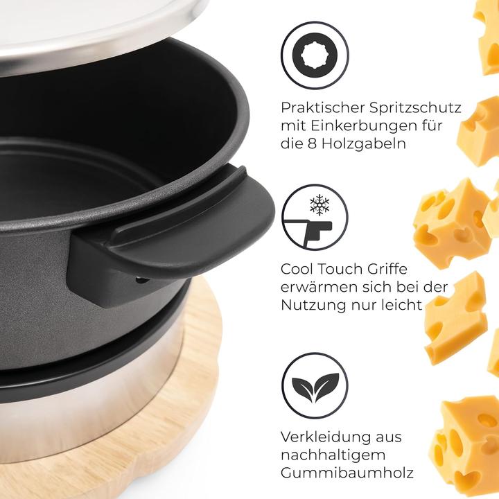 Produktbild KLAMER Elektrisches Fondue Set (Fondue Bourguignonne, Schokoladenfondue, Fondue Chinoise, Käsefondue)