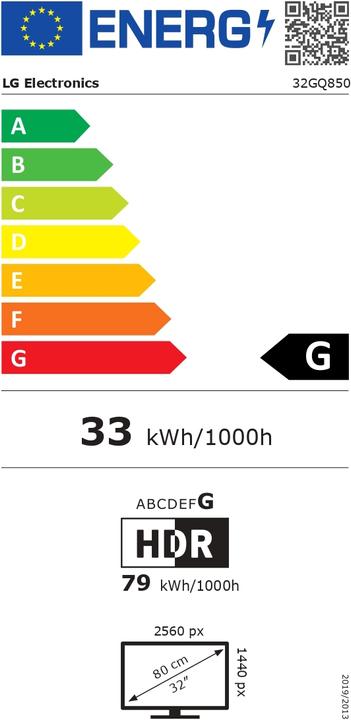Energielabel LG UltraGear 32GQ850-B (2560 x 1440 pixels, 32")