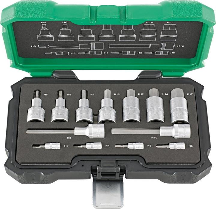 Produktbild Fortis Schraubendreher Einsatz Garnitur Innensechskant 1/2 und 1/4 Zoll 13 Teile (1/4", 1/2")