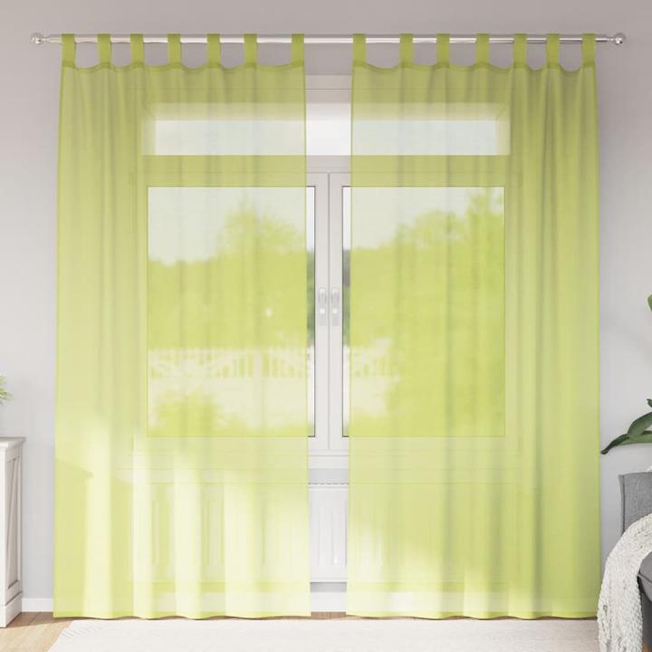 Produktbild VidaXL Voile Vorhänge mit Lasche 2 Stk. Apfelgrün (140 x 225 cm)