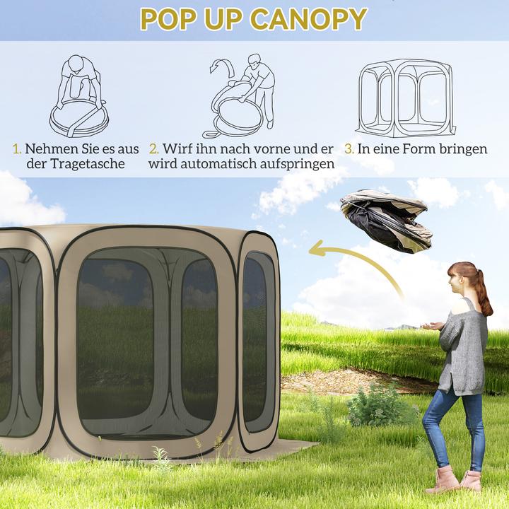 Produktbild Outsunny Campingzelt Oxfordstoff, Stahldraht Khaki (Wurfzelt, 6 Personen)