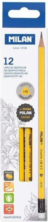 Teka HB-Dreiecksbleistift mit Radiergummi, gelb (12 Stück) MILAN (Medium, 12 x)