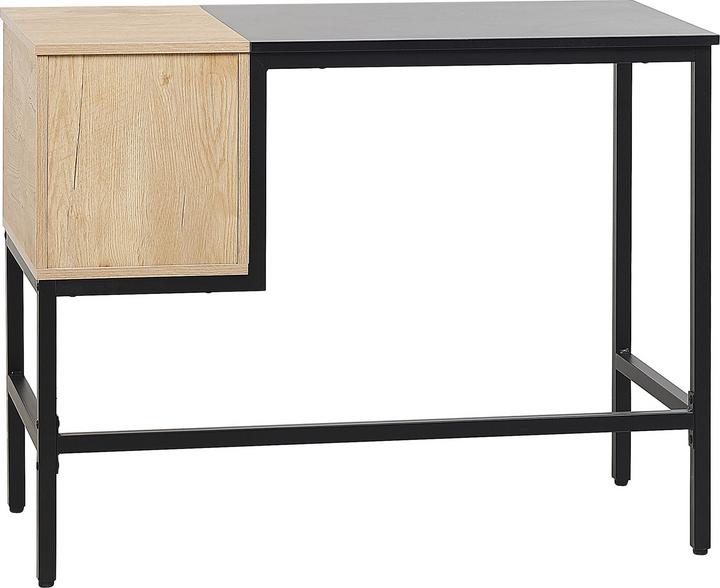 Image du produit Beliani Bureau noir / bois clair 100 x 48 cm 2 tiroirs HARPER (100 x 48 cm)