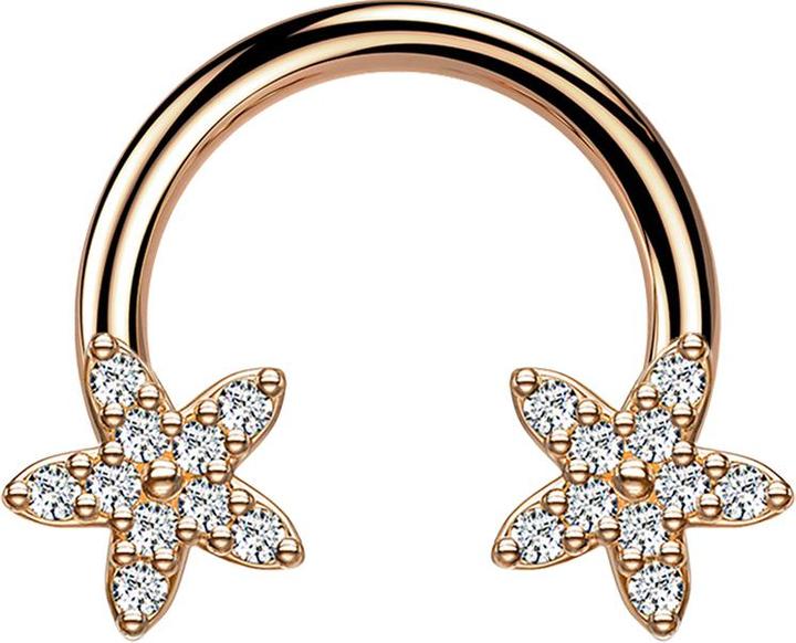 Star Piercing Micro Circular Barbell rosegold Kristallstern silber (Chirurgenstahl 316L, Messing)