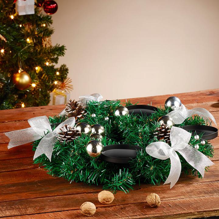 Produktbild Britesta Adventskranz mit silberfarbenem Schmuck (Ø 30 cm)