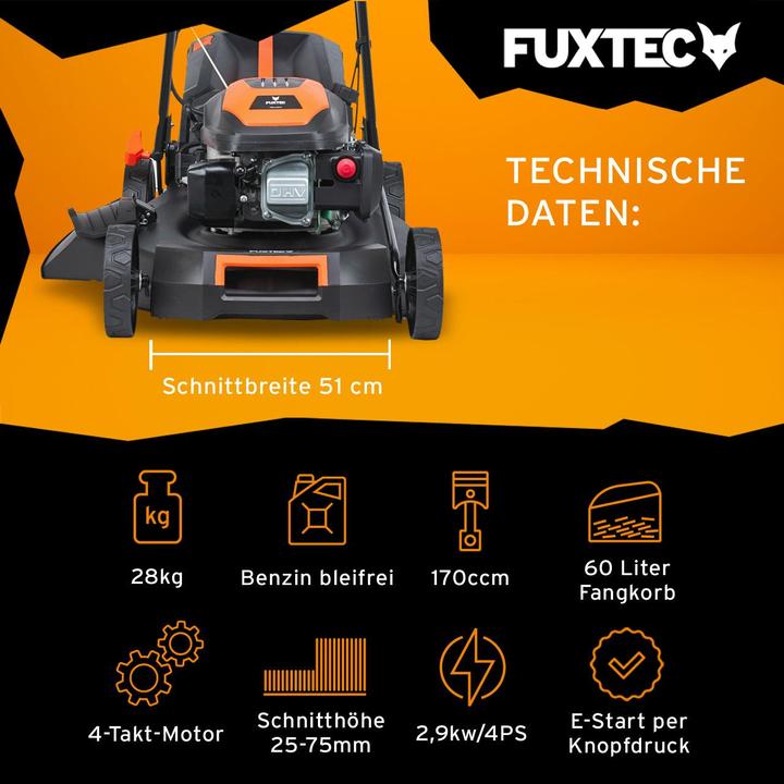 Actual product image Fuxtec FX-RM5170eS petrol lawn mower with e-Start function (Petrol)