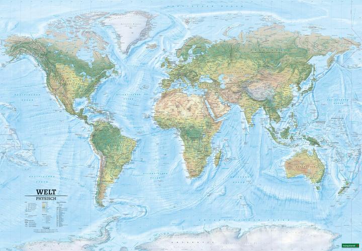 Mappa del mondo XXL, fisica, 1:15.000.000, poster, freytag & berndt