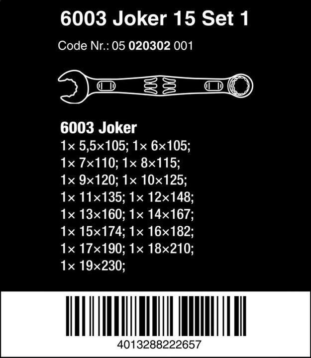 Produktbild Wera 6003 Joker 15 Set 1 (19 mm)