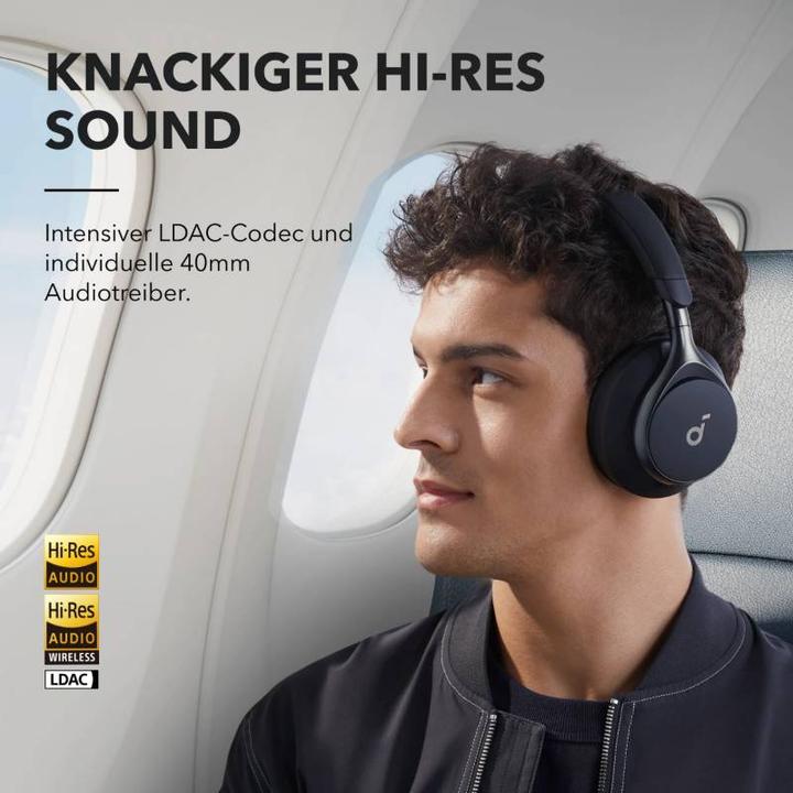 Actual product image Anker Soundcore Space One - NoiseCancelling Kopfhörer - USB-C - 40H Playtime - Schwarz (ANC, 40 h, Cable)