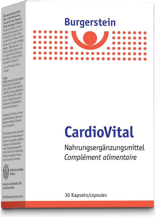 Nutritional values and ingredients Burgerstein CardioVital (30 Piece, Capsules, 63 g)