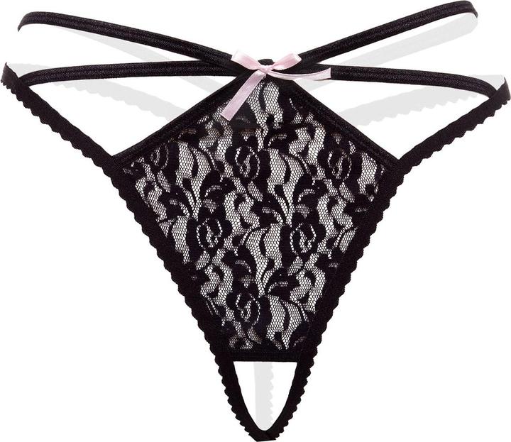 Produktbild Christine Le Duc Spitze Offener Schritt String Schwarz (3XL)