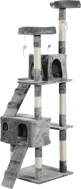 Produktbild PawHut Kratzbaum mit Katzenhöhle, XXL Katzenbaum Plüsch Grau 49x49x173cm (173 cm, Grau)