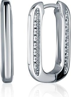 JVD - Oval silver earrings with zircons SVLE2410XJ4BI00