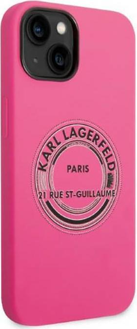 Produktbild Karl Lagerfeld Hard Cover Round Logo Bicolor Pink, f??r iPhone 14 Plus, KLHCP14MSRSGRCF (Apple iPhone 14 Plus)