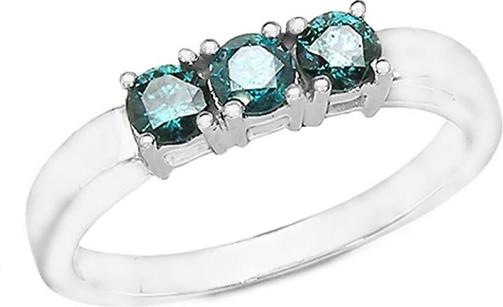 Xen Ring with 3 blue diamonds approx. 0.54 ct. rhodium-plated (54, 925 Silver)