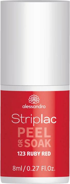 Actual product image Alessandro Striplac Peel or Soak Ruby Red 8 ml (123 Ruby Red, Peelable nail polish)