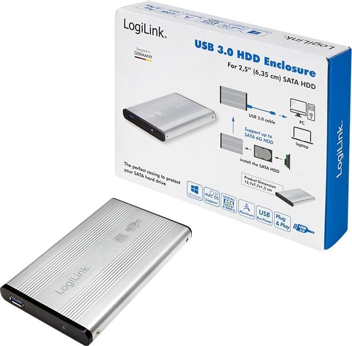 Produktbild LogiLink UA0106A – Gehäuse zu HDD 2,5 SATA USB 3.0 Silber (2.5")