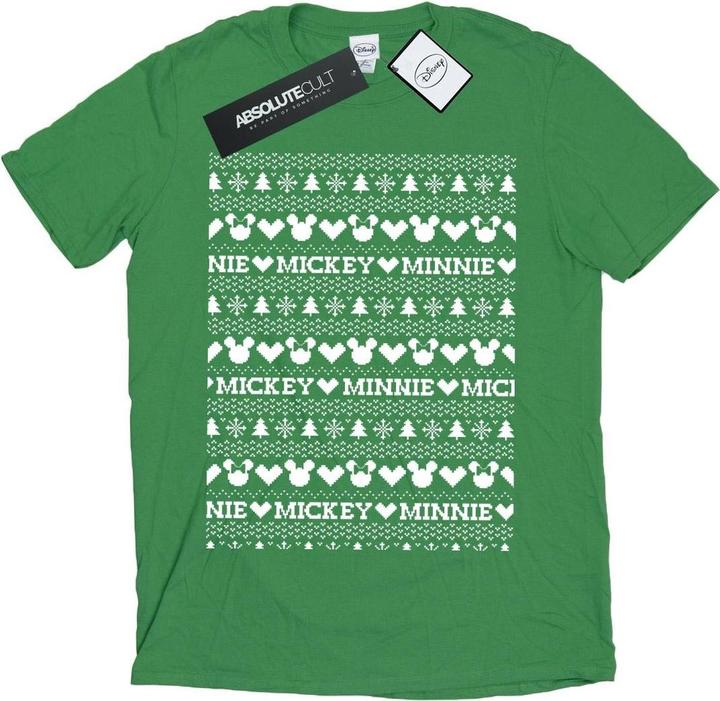 Disney Mickey And Minnie Christmas Fair Isle TShirt (L)