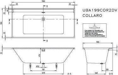 Produktbild Villeroy & Boch V&B Einbauwanne COLLARO 1900x900 m Ab u Überlgrt. chr we (190 cm, 90 cm)