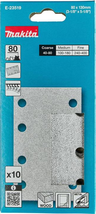 Actual product image Makita Schleifpapier Farbe 80x130 mm A80 - E (80)
