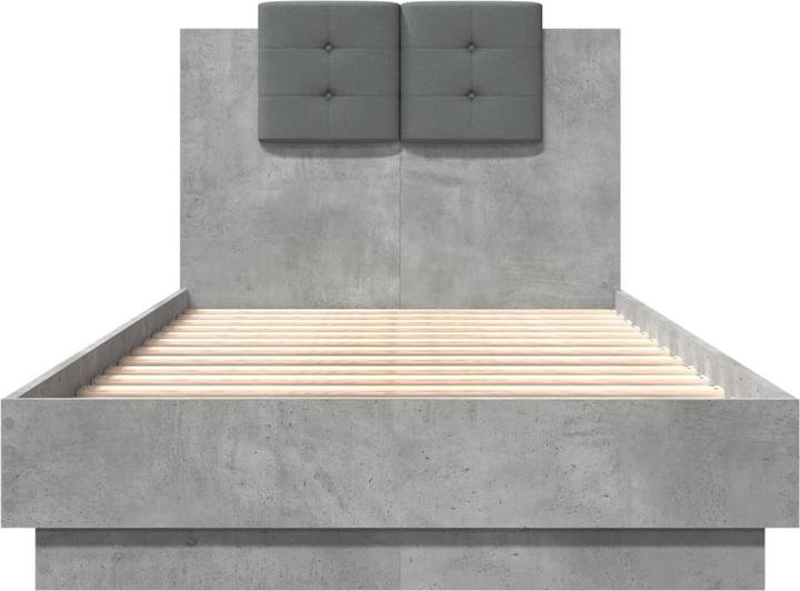 Produktbild VidaXL Bettgestell mit Kopfteil Betongrau (75 x 190 cm)