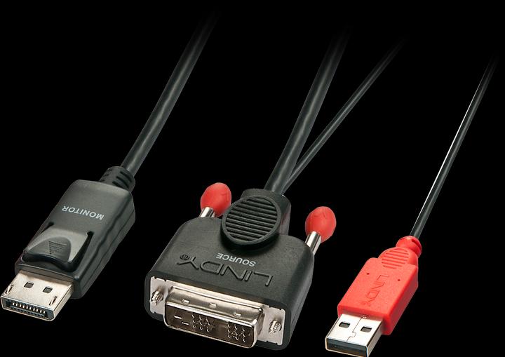 Produktbild Lindy DVI| USB A — DisplayPort (3 m, DisplayPort, DVI)