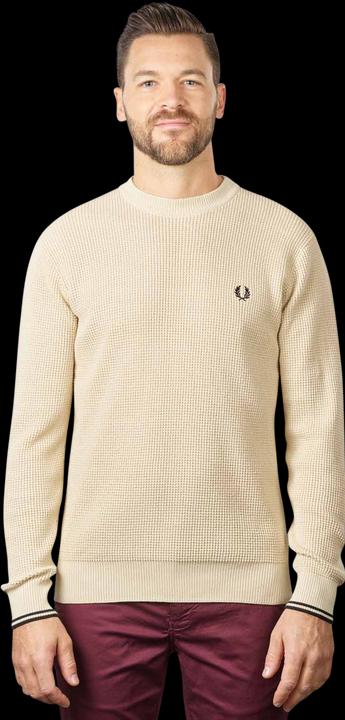 Fred Perry Waffle Stitch Pullover Crew Neck Oatmeal