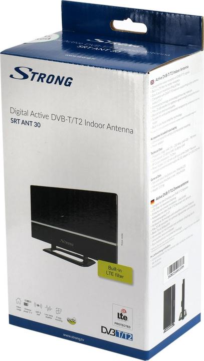 Image du produit Strong SRT ANT 30 - Noir - DVB-T,DVB-T2 - IEC M - 5 V/40 mA - 75 Ohm - 16 dB (Antenne d'intérieur, 16 dB, DVB-T / -T2)