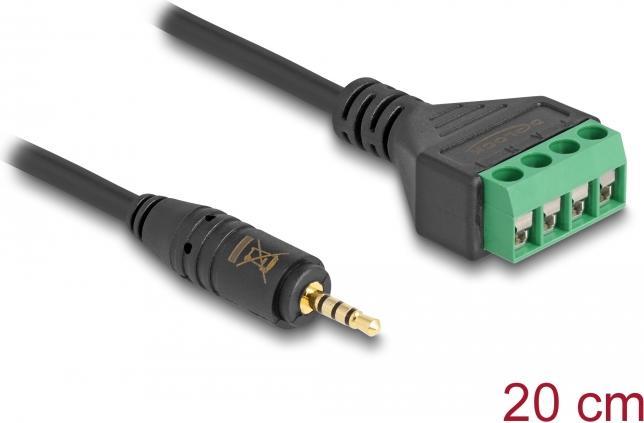 Image du produit Delock Câble prise jack 2,5 mm 4 broches vers adaptateur bornier 20 cm (0.20 m)